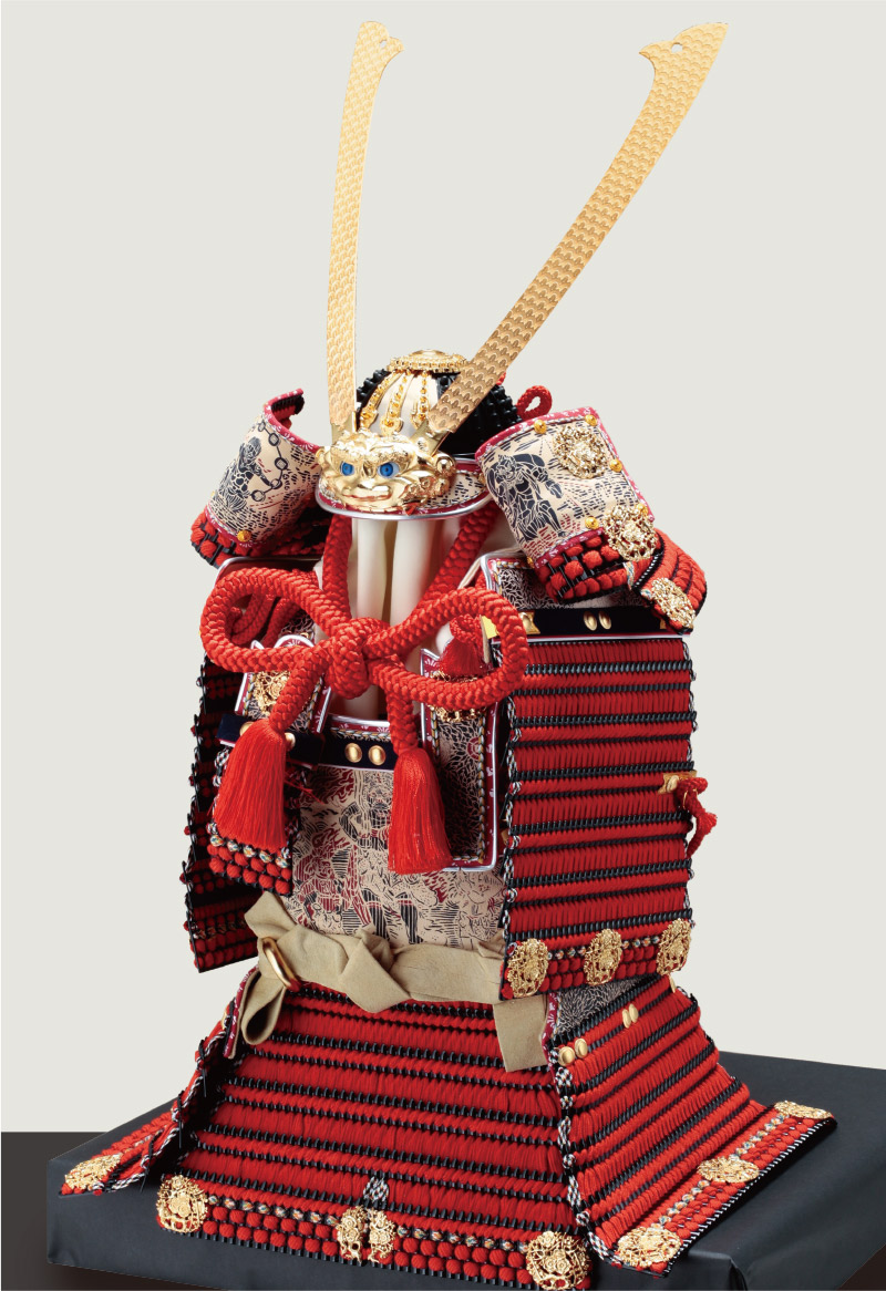 時代鎧 赤糸縅 赤糸威 鎧飾り 大鎧 鎧兜 額縁付き