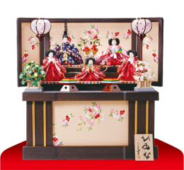 雛人形,塗り台飾り・収納飾り,1019A,焼桐収納飾り 京十一番親王柳官女付