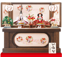 雛人形,塗り台飾り・収納飾り,1020,焼桐ミニ収納飾り 京十一番親王