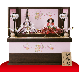 雛人形,塗り台飾り・収納飾り,1020A,焼桐ミニ収納飾り 京十一番親王