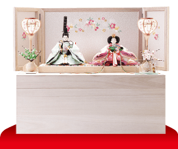雛人形,塗り台飾り・収納飾り,1022B,白木桐収納飾り 京十一番親王