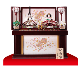 雛人形,塗り台飾り・収納飾り,4302D,焼桐収納飾り 京小十番親王