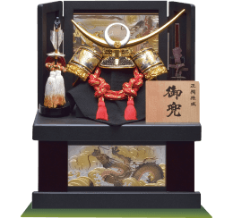 五月人形,収納飾り,502,彫金上杉謙信公兜収納セット